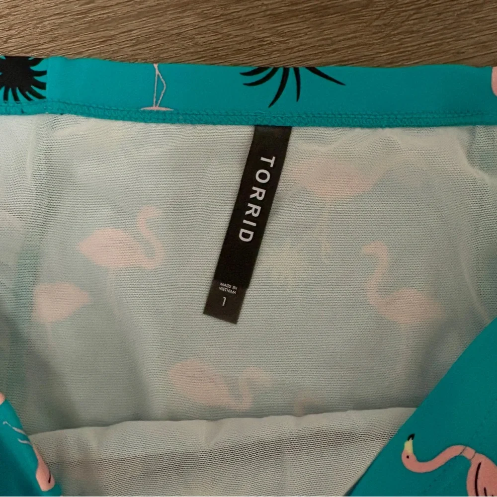 Torrid Pink Flamingo High Rise Ruched Bikini Bottoms M4